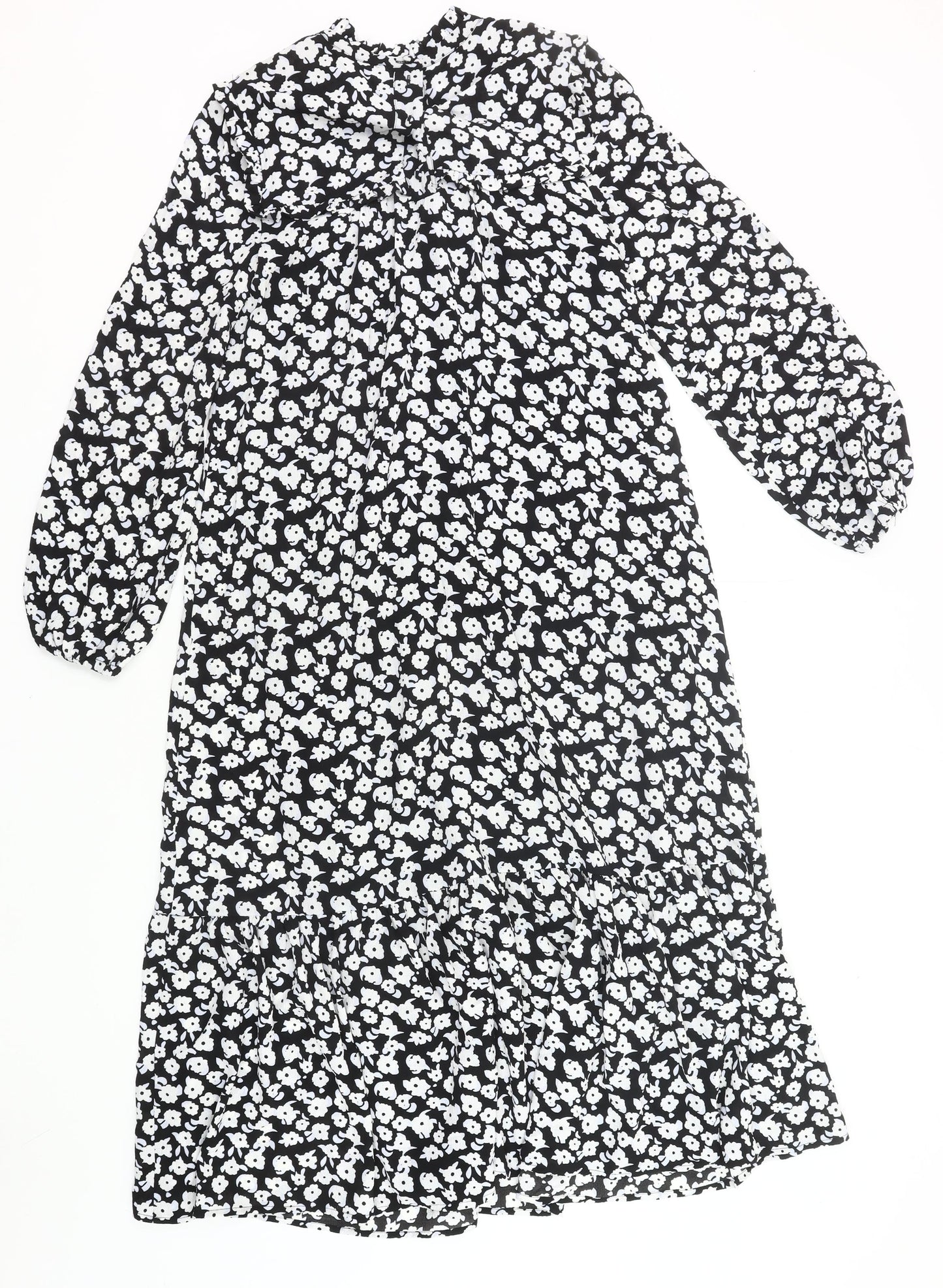 Marks and Spencer Women’s Black Floral Midi Smock Dress Size 6
