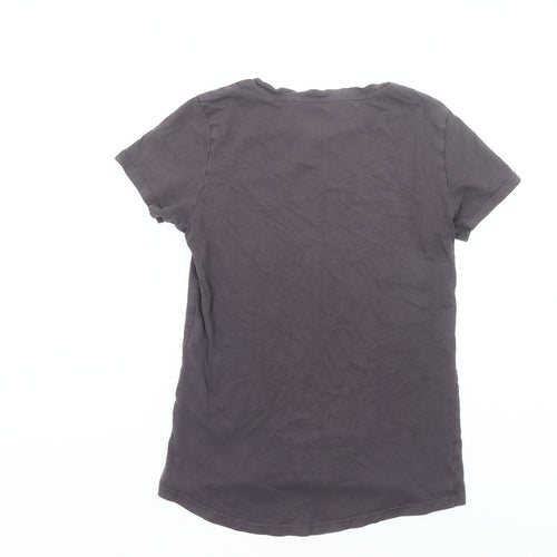 Puma Womens Black S Logo T-Shirt Casual Short Sleeve Cotton