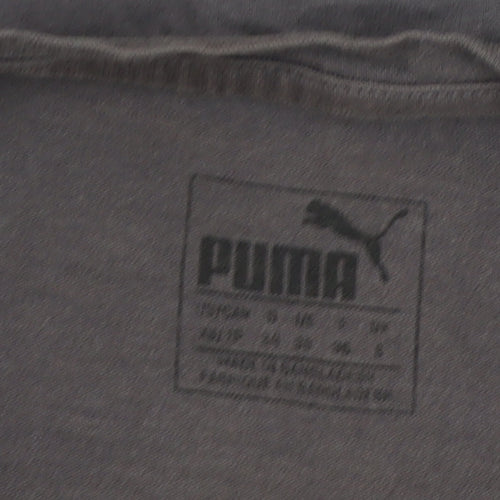 Puma Womens Black S Logo T-Shirt Casual Short Sleeve Cotton
