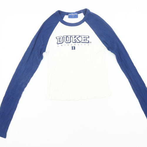 Duke University Womens Blue White Raglan Long Sleeve T-Shirt S