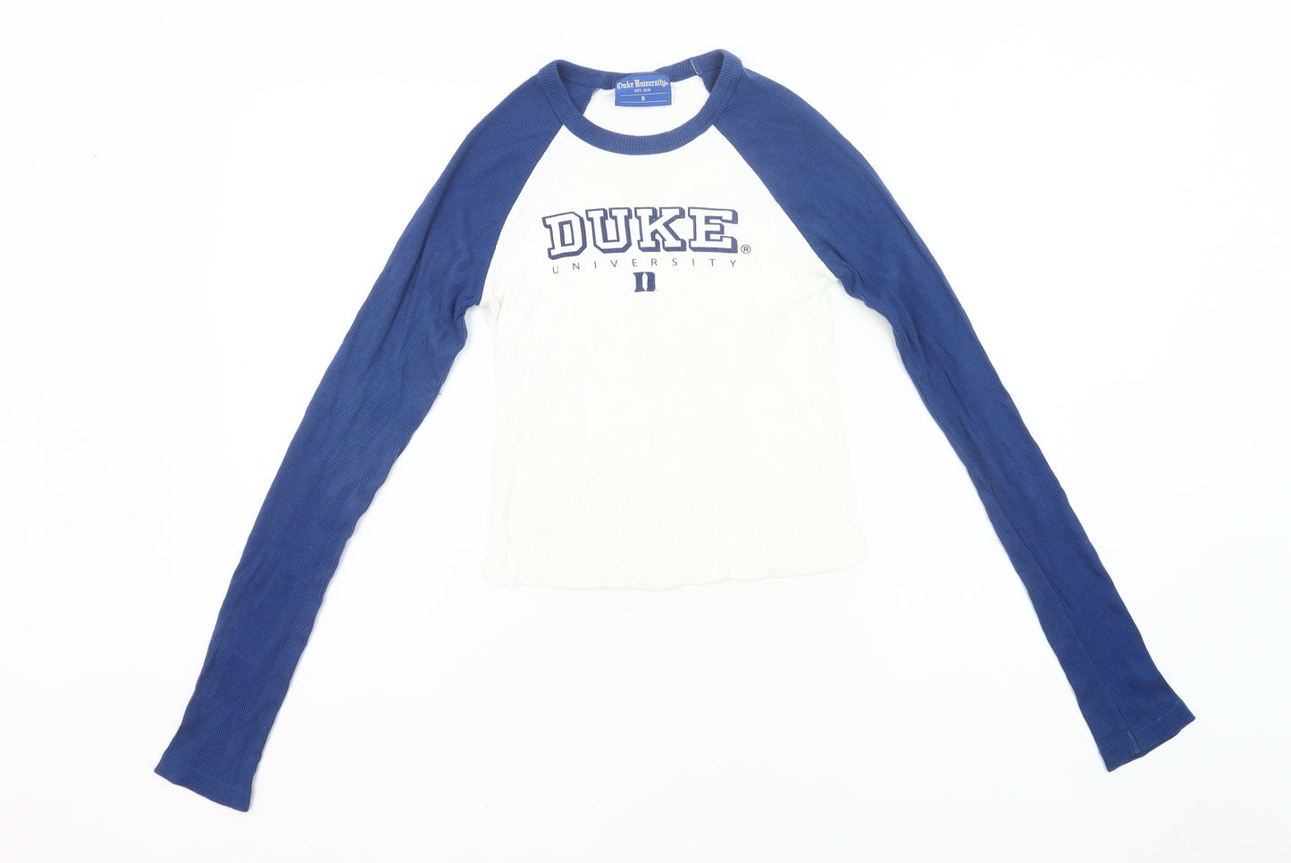Duke University Womens Blue White Raglan Long Sleeve T-Shirt S