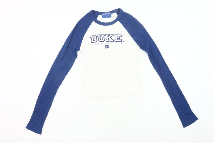 Duke University Womens Blue White Raglan Long Sleeve T-Shirt S