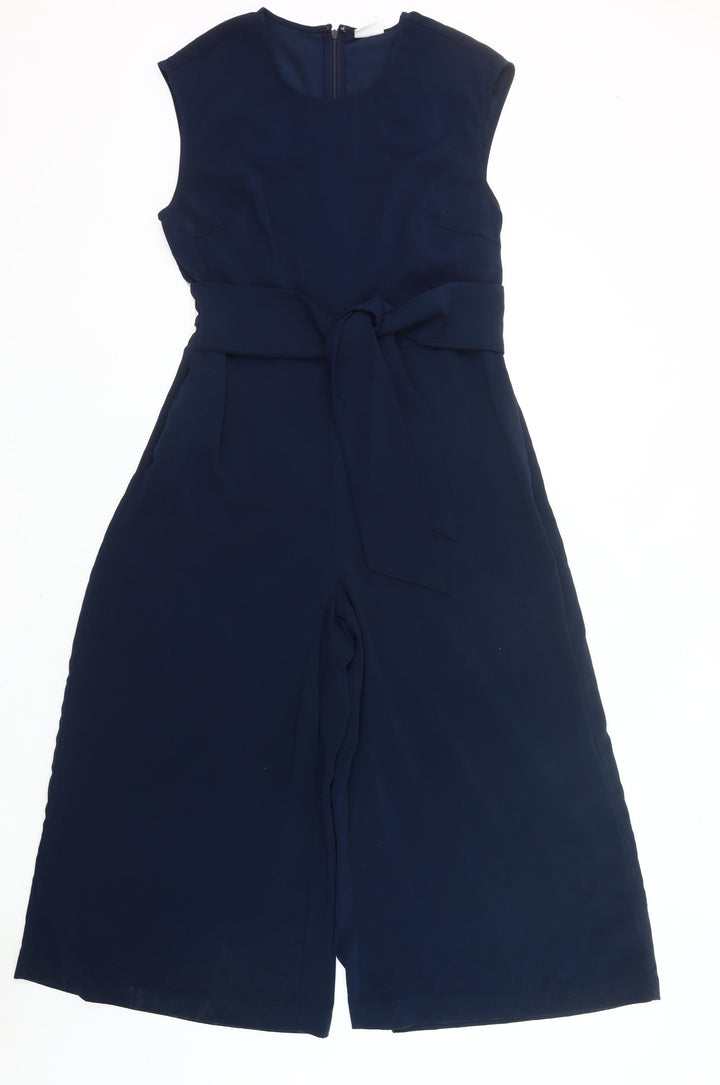 Vila Womens Blue Sleeveless Wide-Leg Belted Jumpsuit XL
