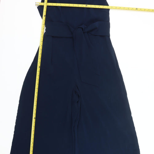 Vila Womens Blue Sleeveless Wide-Leg Belted Jumpsuit XL