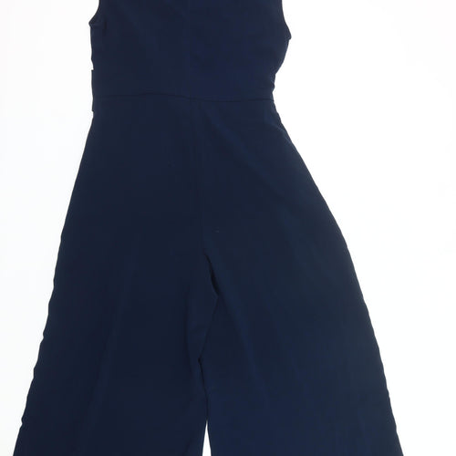 Vila Womens Blue Sleeveless Wide-Leg Belted Jumpsuit XL