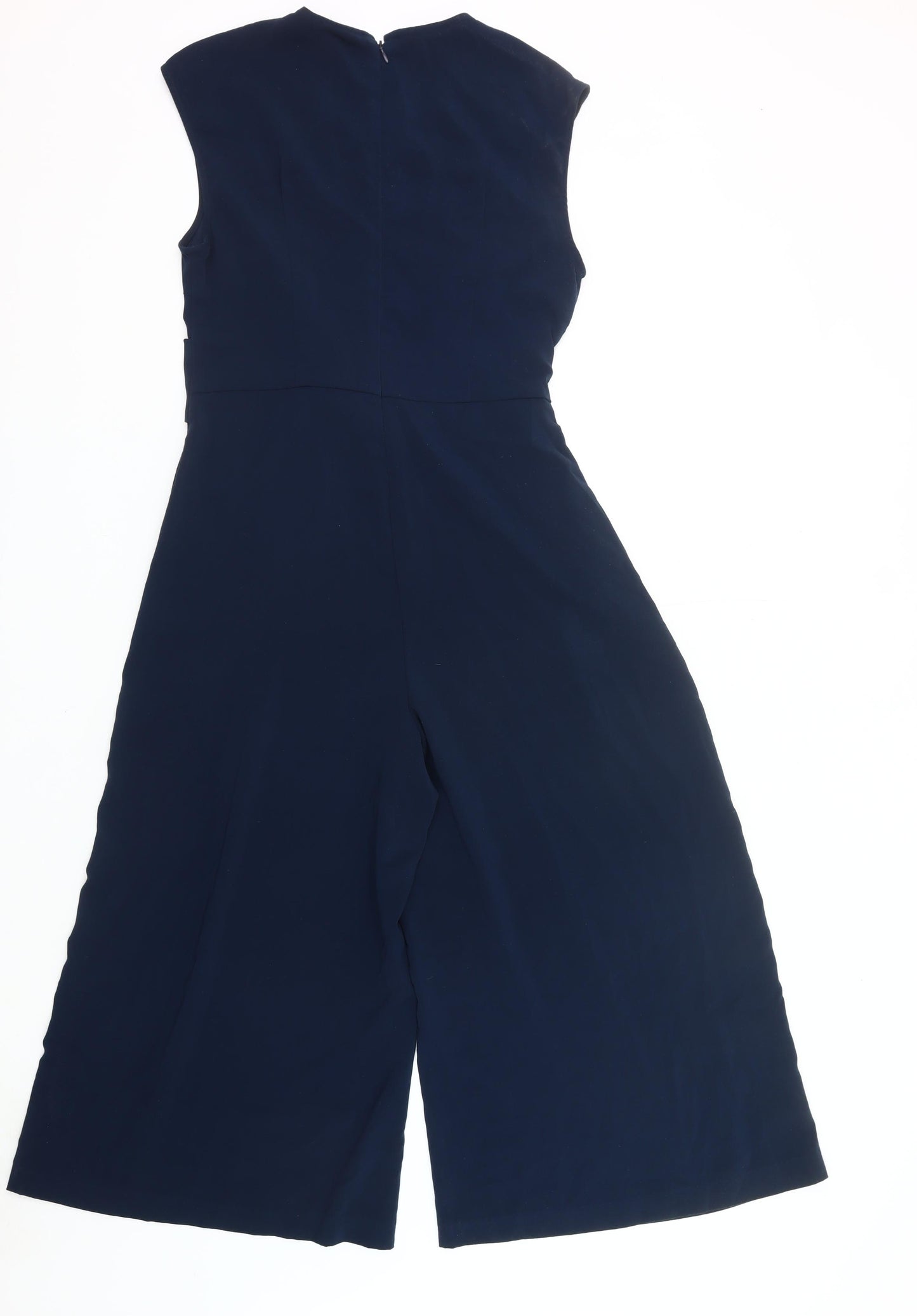 Vila Womens Blue Sleeveless Wide-Leg Belted Jumpsuit XL