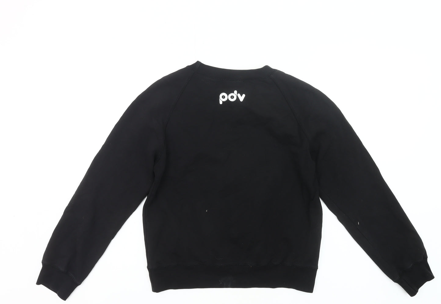 PDV Women’s Black Pullover Sweatshirt Small Graphic Print Crew Neck
