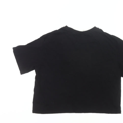 H&M Girls Black Barbie Cropped T-Shirt 11-12Y Cotton Casual Summer