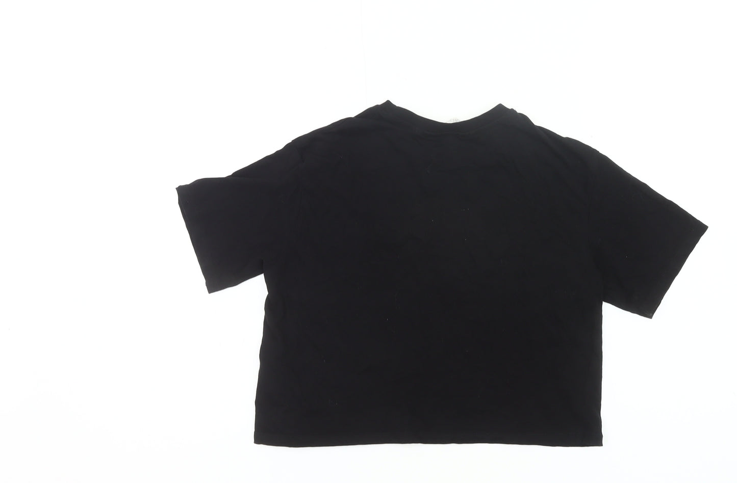 H&M Girls Black Barbie Cropped T-Shirt 11-12Y Cotton Casual Summer