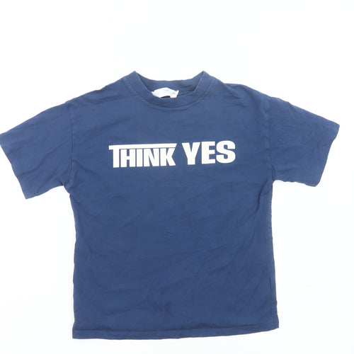 ZARA Girls Blue Think Yes Graphic T-Shirt Age 8-9 Years Cotton