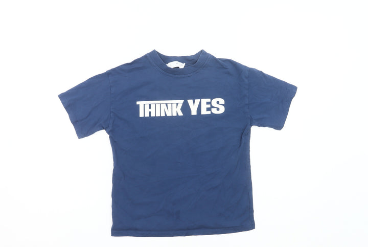 ZARA Girls Blue Think Yes Graphic T-Shirt Age 8-9 Years Cotton