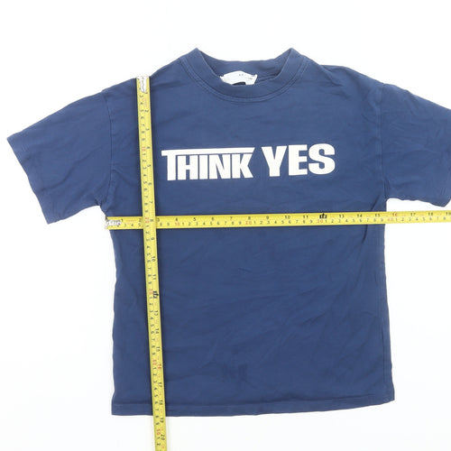 ZARA Girls Blue Think Yes Graphic T-Shirt Age 8-9 Years Cotton