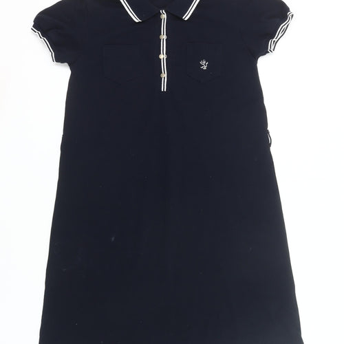 The Scotch House Girls Black Cotton Shirt Dress 11-12 Years Collared Polo Style