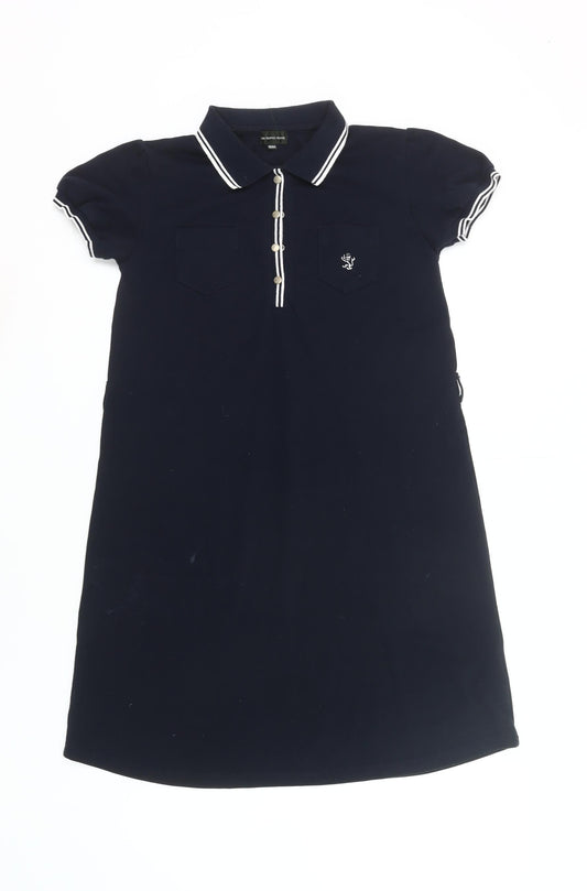 The Scotch House Girls Black Cotton Shirt Dress 11-12 Years Collared Polo Style