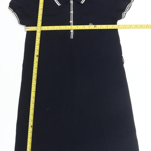 The Scotch House Girls Black Cotton Shirt Dress 11-12 Years Collared Polo Style