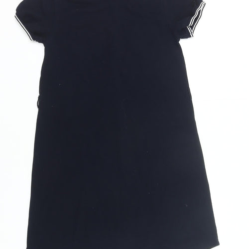 The Scotch House Girls Black Cotton Shirt Dress 11-12 Years Collared Polo Style