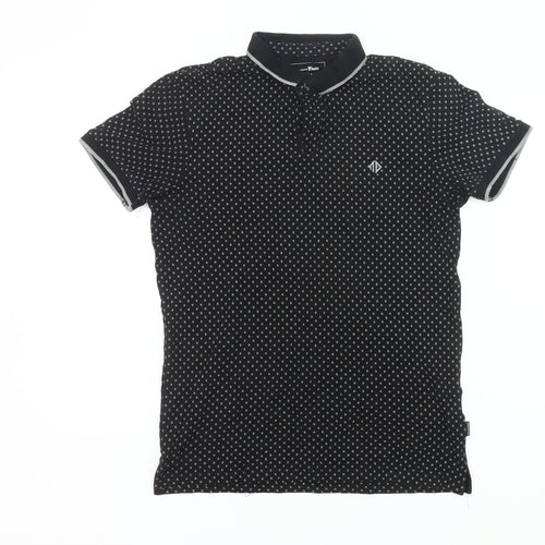 Tom Tailor Denim Men's Black Geometric Cotton Polo Shirt M