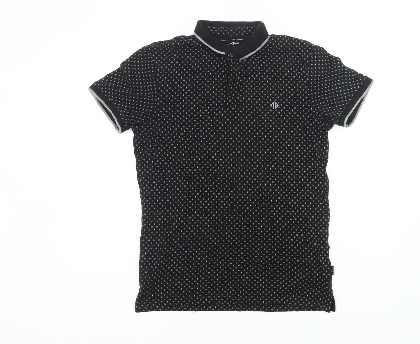 Tom Tailor Denim Men's Black Geometric Cotton Polo Shirt M