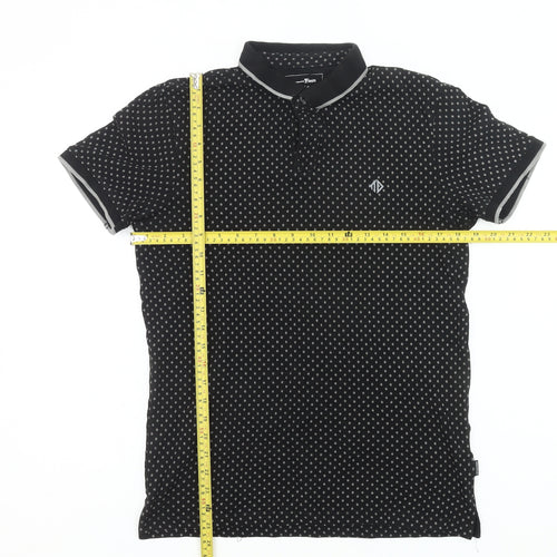 Tom Tailor Denim Men's Black Geometric Cotton Polo Shirt M