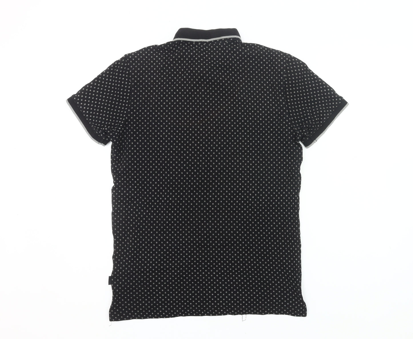 Tom Tailor Denim Men's Black Geometric Cotton Polo Shirt M