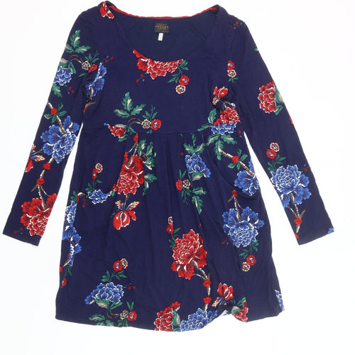 Joules Women’s Blue Floral Fit & Flare Dress UK 14 Long Sleeve