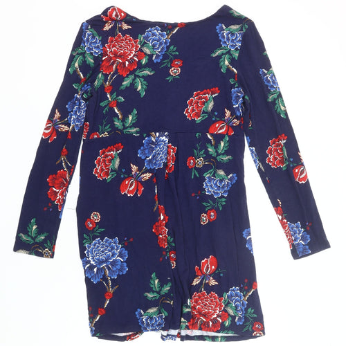 Joules Women’s Blue Floral Fit & Flare Dress UK 14 Long Sleeve