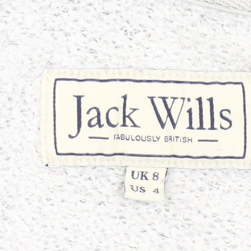 Jack Wills Womens Grey Full Zip Hoodie UK 8 Cotton Blend Casual