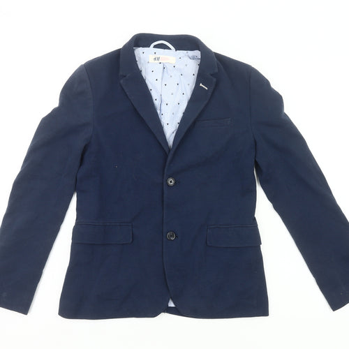 H&M Boys Blue Suit Jacket 10 Years Notch Lapel Single-Breasted Formal