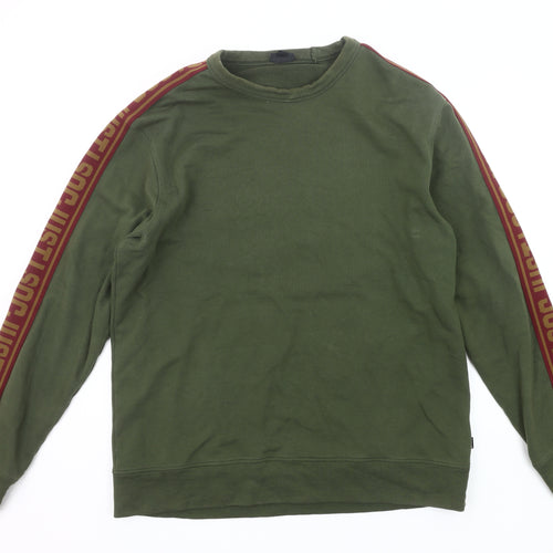 Just Cavalli Men’s Green XL Pullover Logo Sweatshirt Crew Neck