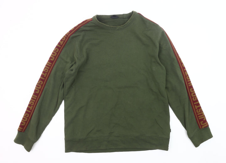 Just Cavalli Men’s Green XL Pullover Logo Sweatshirt Crew Neck