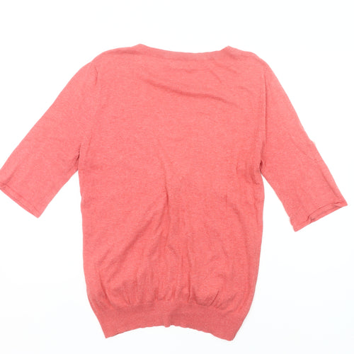 Units Women’s Pink Cotton Cardigan L 3/4 Sleeve V-Neck Knit