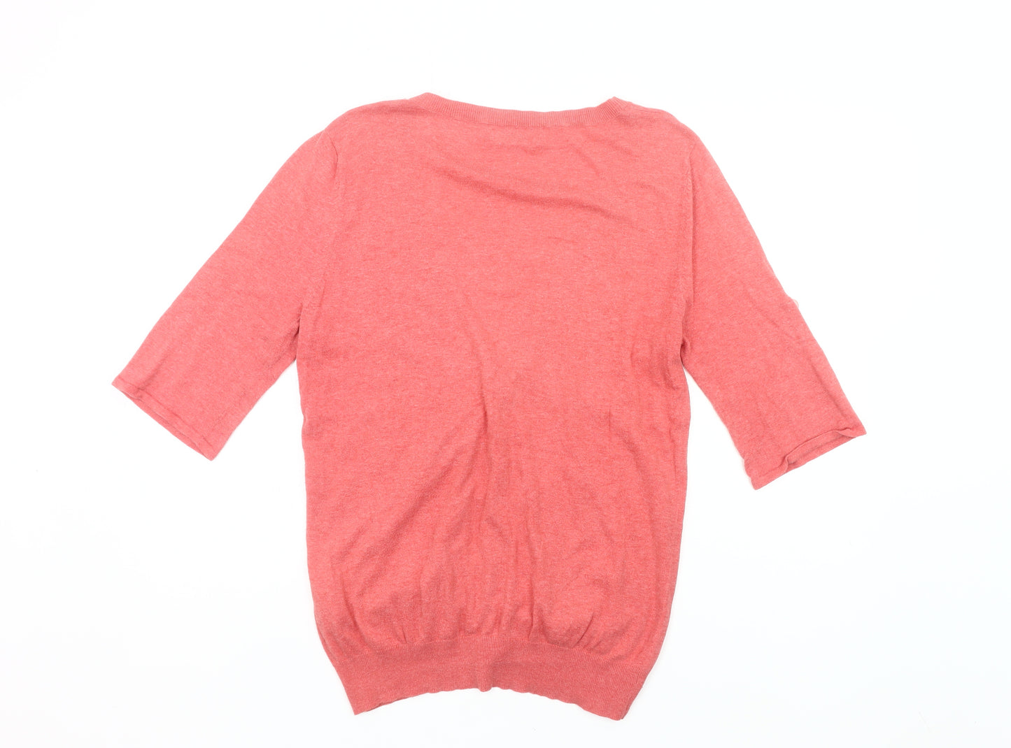 Units Women’s Pink Cotton Cardigan L 3/4 Sleeve V-Neck Knit