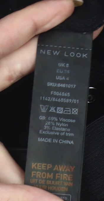 New Look Womens Black High Rise Button Detail Leggings UK 8