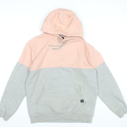 Soulstar Womens Grey Pink Pullover Hoodie Small Colourblock Cotton Blend