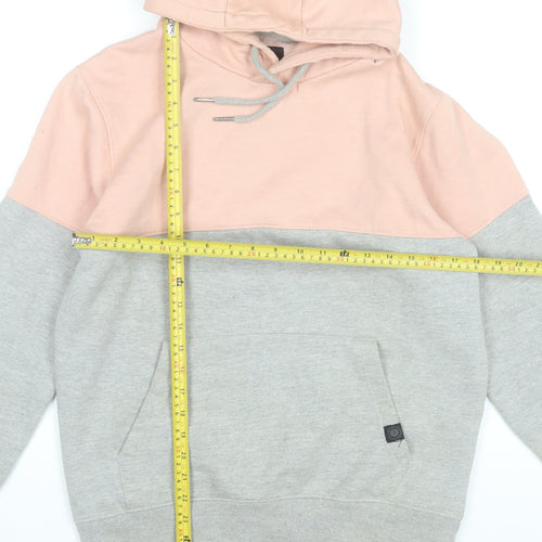 Soulstar Womens Grey Pink Pullover Hoodie Small Colourblock Cotton Blend