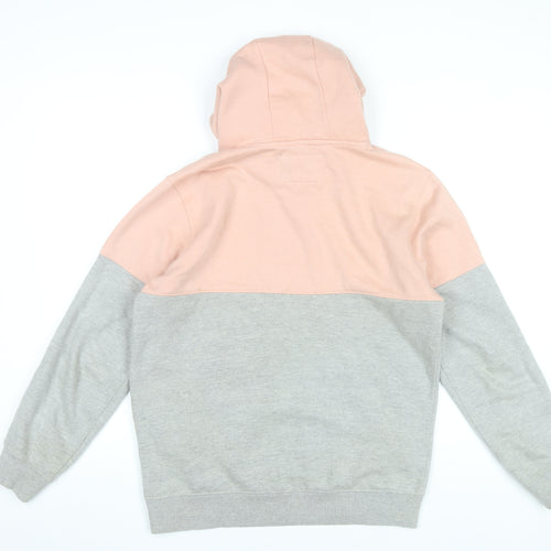 Soulstar Womens Grey Pink Pullover Hoodie Small Colourblock Cotton Blend