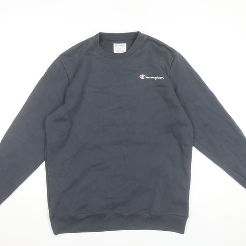 Champion Men’s Black Pullover Sweatshirt M Regular Crew Neck Logo
