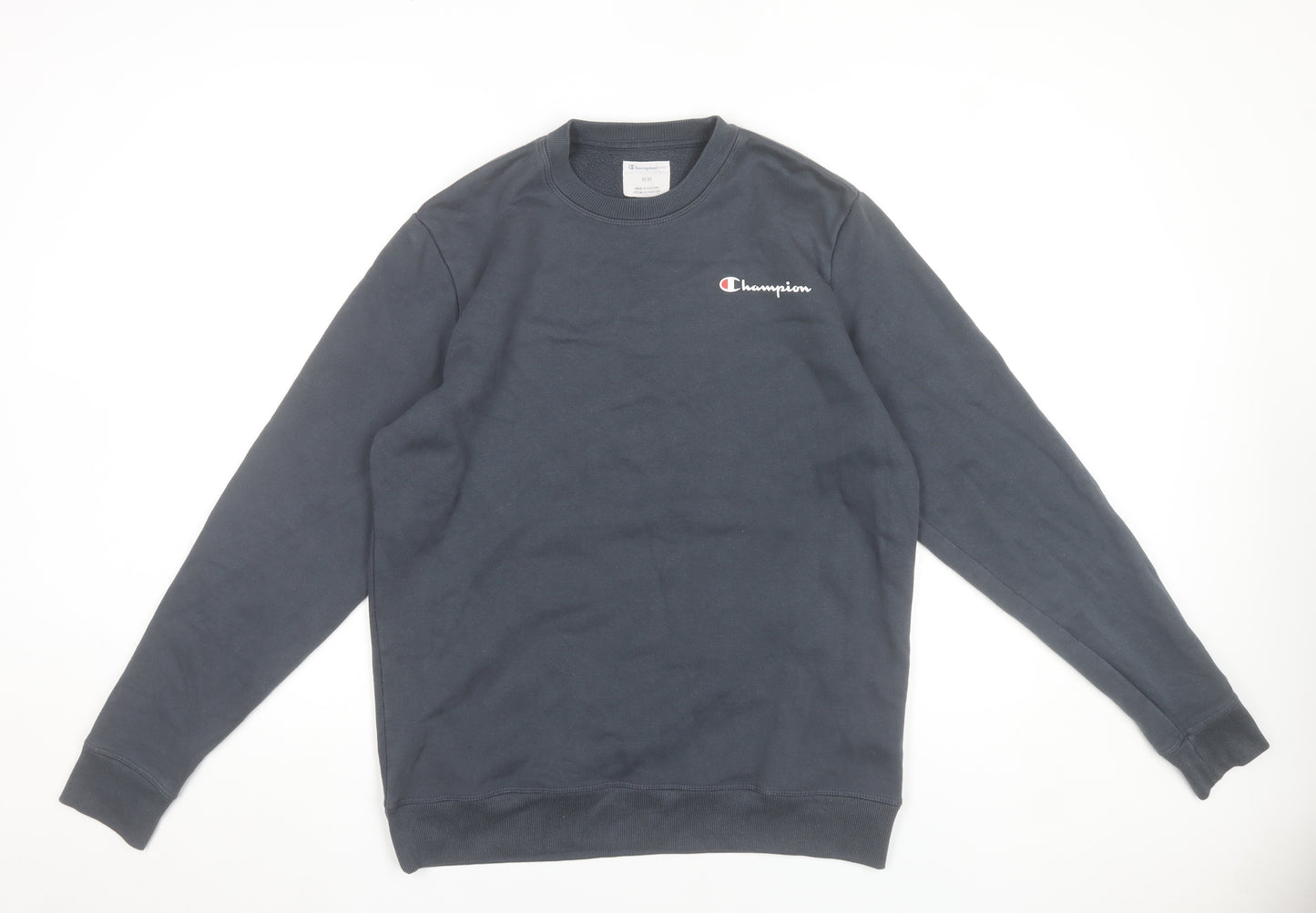 Champion Men’s Black Pullover Sweatshirt M Regular Crew Neck Logo