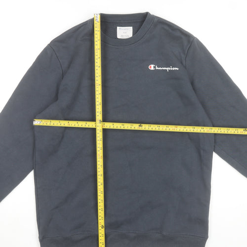 Champion Men’s Black Pullover Sweatshirt M Regular Crew Neck Logo