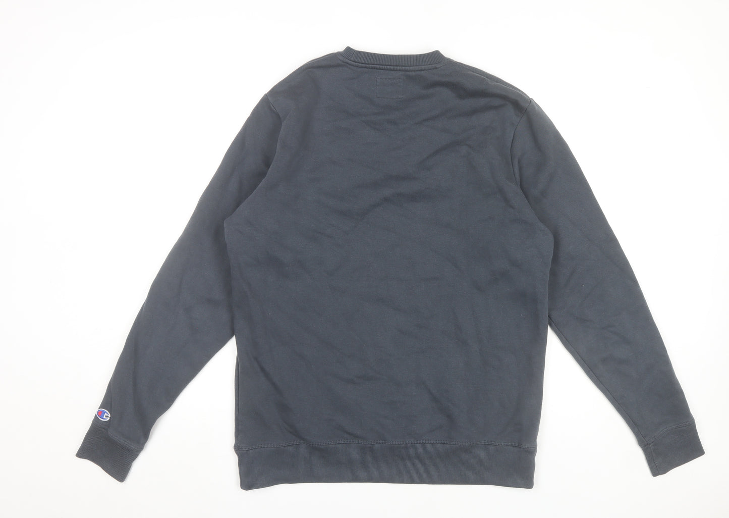 Champion Men’s Black Pullover Sweatshirt M Regular Crew Neck Logo