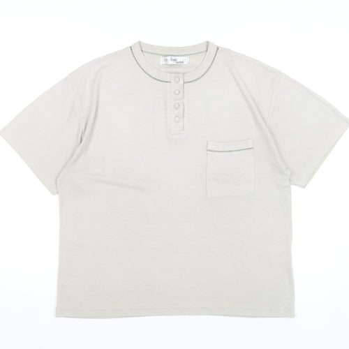 Design Essentials Women’s Beige Henley T-Shirt M Short Sleeve