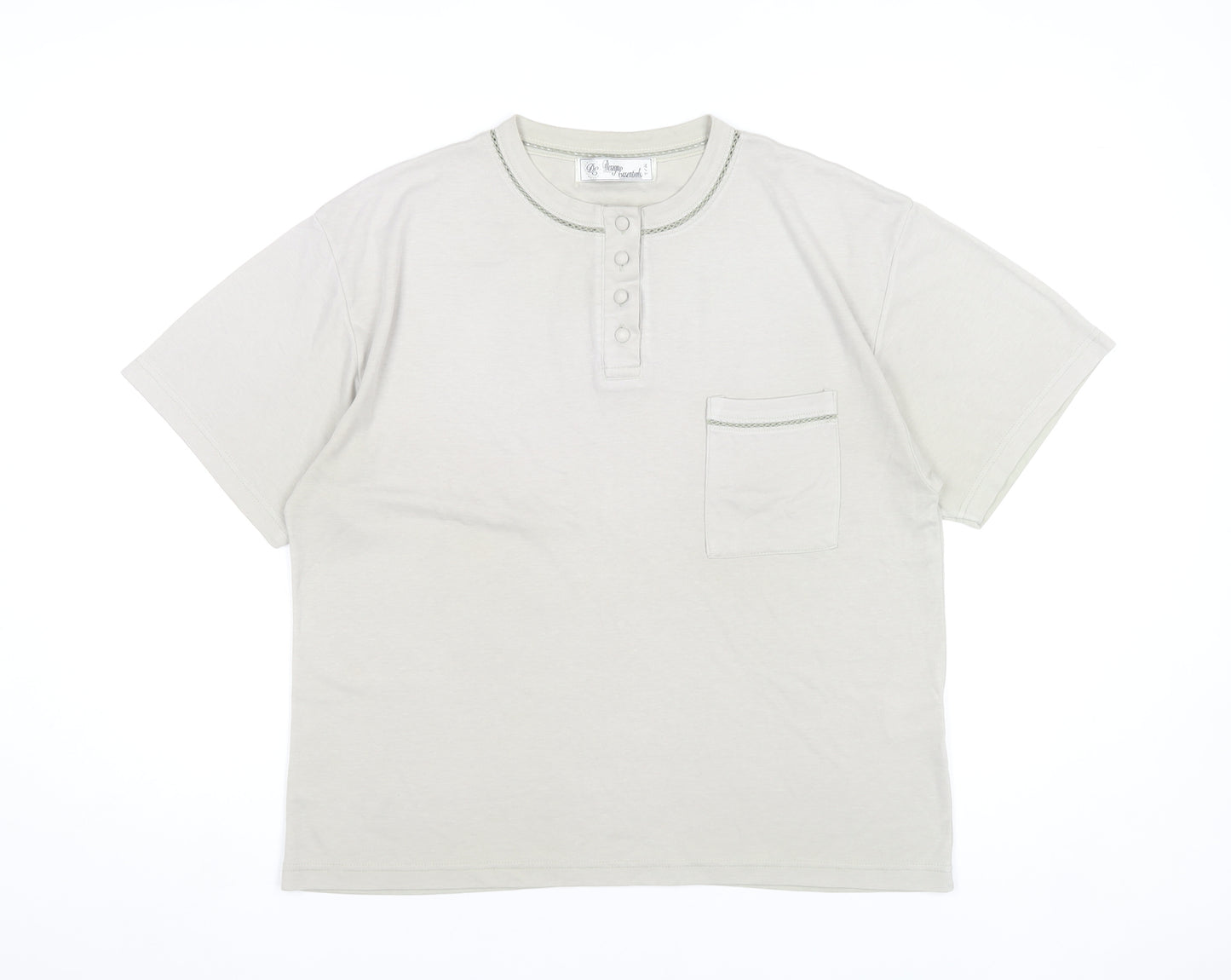 Design Essentials Women’s Beige Henley T-Shirt M Short Sleeve