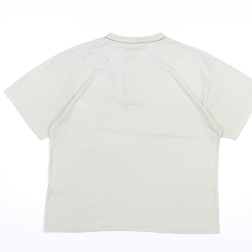 Design Essentials Women’s Beige Henley T-Shirt M Short Sleeve