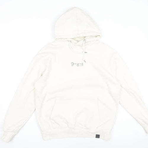 Pull & Bear Men’s White Graphic Print Pullover Hoodie Size S