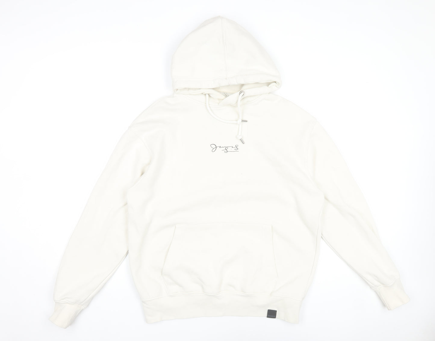 Pull & Bear Men’s White Graphic Print Pullover Hoodie Size S