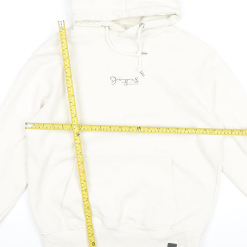 Pull & Bear Men’s White Graphic Print Pullover Hoodie Size S