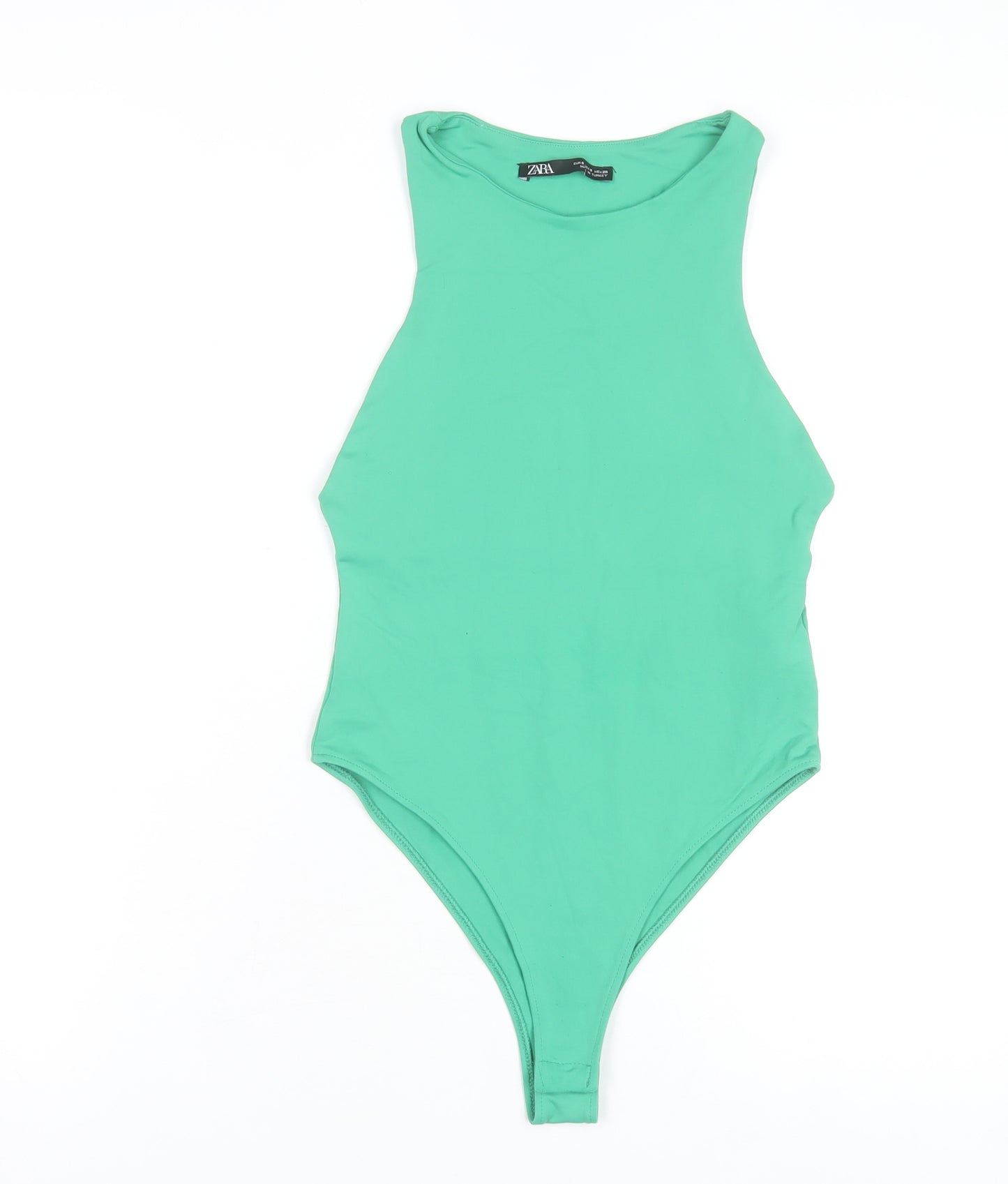 Zara Women Green Sleeveless Bodysuit Size S Slim Fit Summer Stretch
