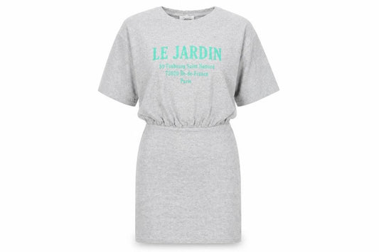 Front view of 6ixty8ight Women's Grey T-Shirt Dress, size L, Casual Jersey Cotton Blend