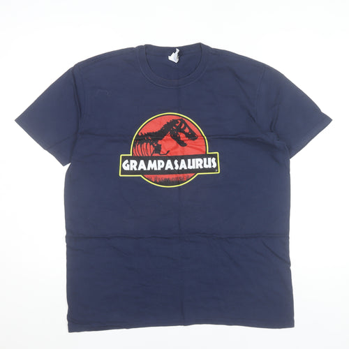 Gildan Men’s Blue Graphic Grampasaurus T-Shirt Size L Funny Dad Gift