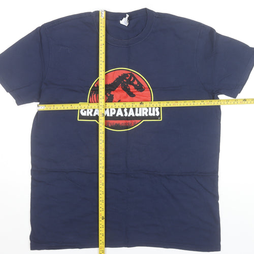 Gildan Men’s Blue Graphic Grampasaurus T-Shirt Size L Funny Dad Gift